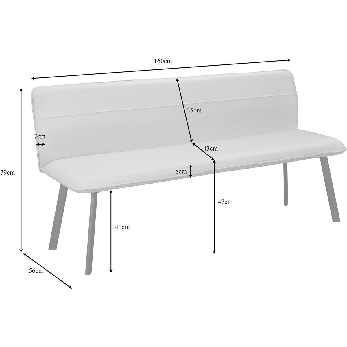 SITZBANK 160/79/56 cm Webstoff Anthrazit  - Anthrazit/Schwarz, Basics, Textil/Metall (160/79/56cm) - MID.YOU