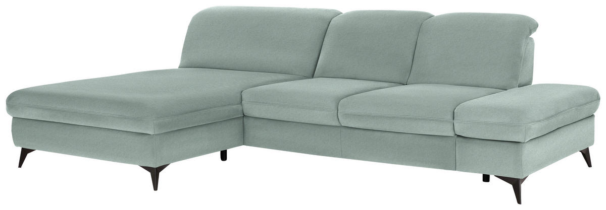 ECKSOFA Chenille Mintgrün  - Schwarz/Mintgrün, Design, Textil/Metall (198/288cm) - Beldomo Style