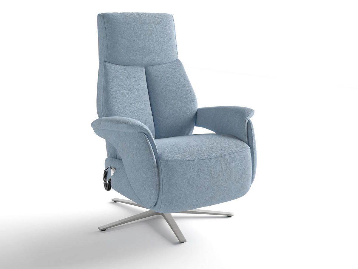 RELAXAČNÍ KŘESLO, textil, světle modrá - barvy stříbra/světle modrá, Basics, kov/textil (75/110/85cm) - Sit & More
