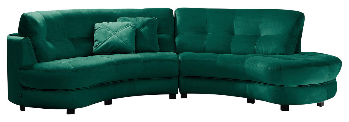 ECKSOFA BRETANIA in Samt Dunkelgrün  300/113 cm  - Dunkelgrün/Schwarz, Design, Kunststoff/Textil (300/113cm) - Livetastic