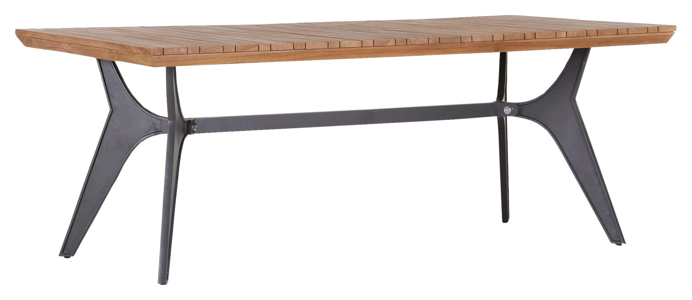 GARTENTISCH Holz, Metall Schwarz, Teakfarben - Schwarz/Teakfarben, Natur, Holz/Metall (200/100/76cm)