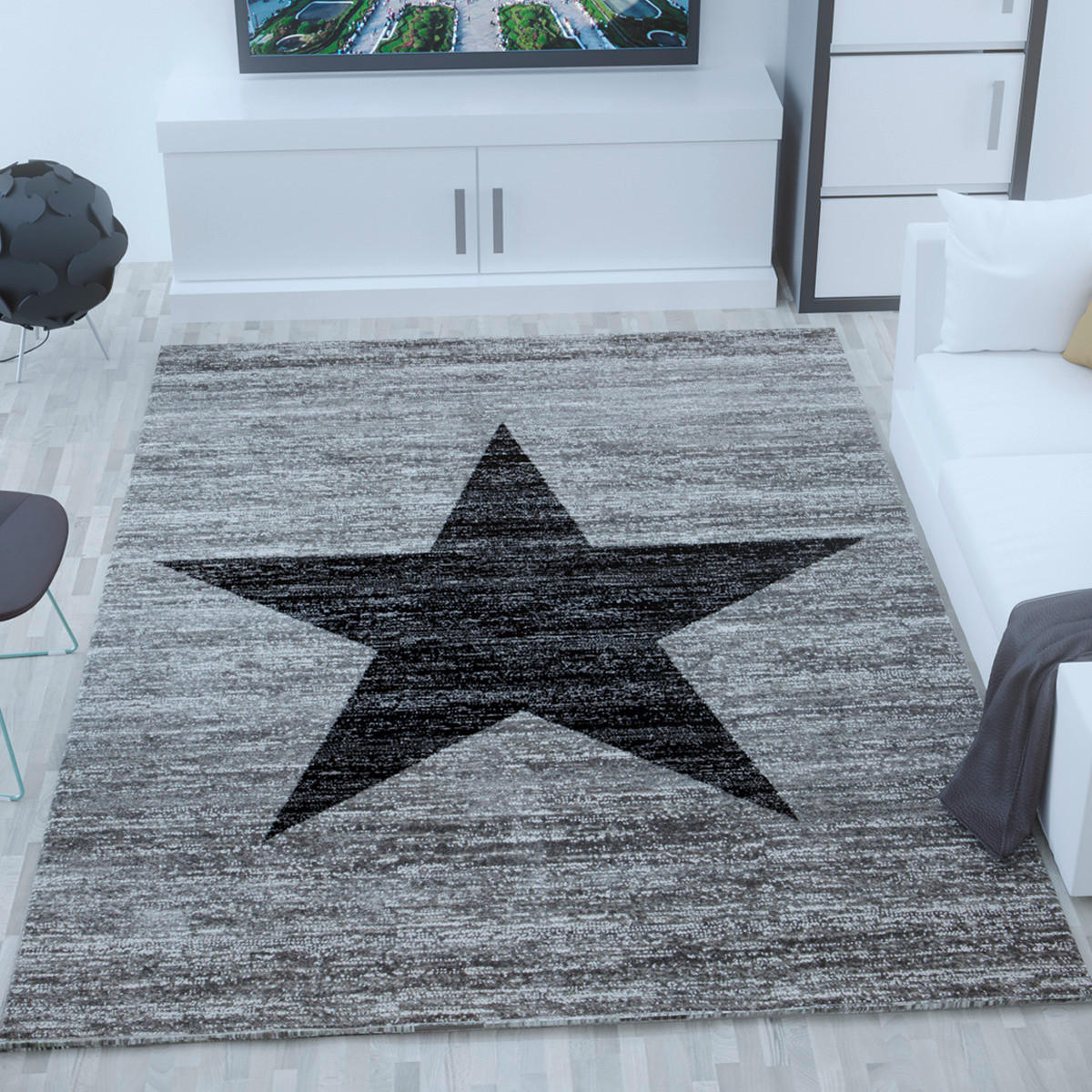 Webteppich Grau Naturfaser Rome 160x220 Cm