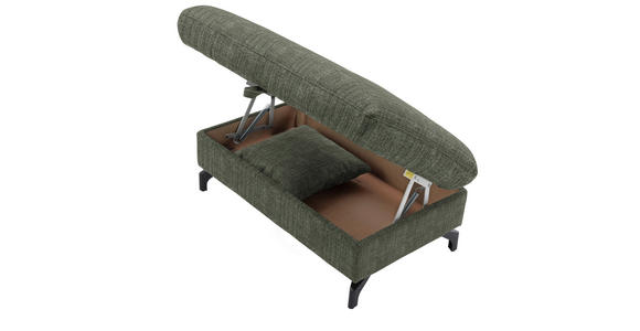 ECKSOFA in Flachgewebe, Leinenoptik Grün  208/247 cm  - Schwarz/Grün, Design, Textil/Metall (208/247cm) - Xora