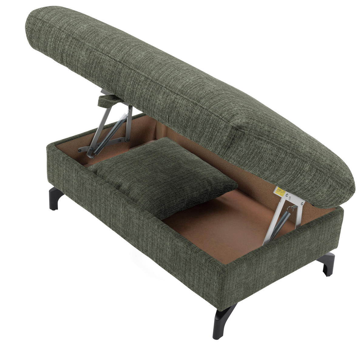 ECKSOFA in Flachgewebe, Leinenoptik Grün  208/247 cm  - Schwarz/Grün, Design, Textil/Metall (208/247cm) - Xora