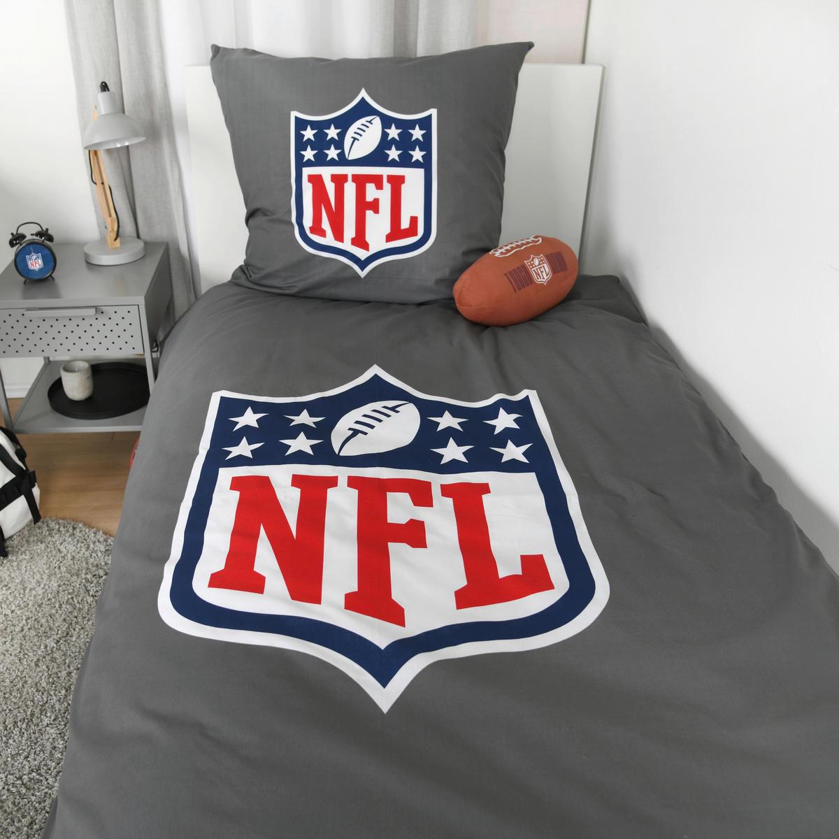 JUGENDBETTWÄSCHE NFL Renforcé 135/200 cm  - Grau, Design, Textil (135/200cm) - Herding
