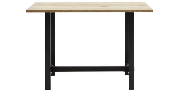 BARTISCH Eiche massiv rechteckig Schwarz, Eichefarben  - Eichefarben/Schwarz, Design, Holz/Metall (140/70/92cm) - Valnatura