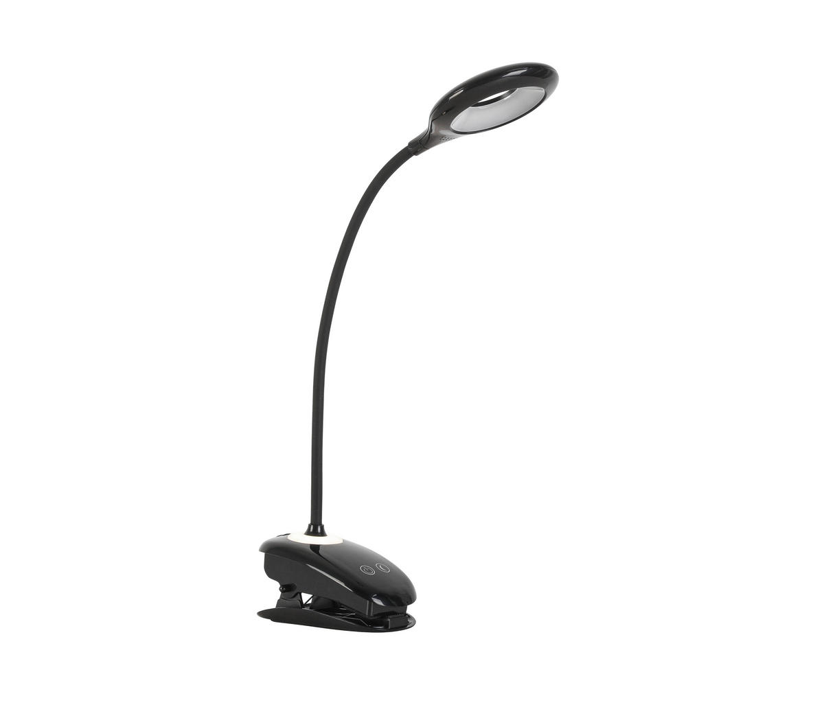 LED LAMPA SO ŠTIPCOM, dotykový stmievač, 42/11/12 cm - čierna, Basics, plast (42/11/12cm) - Boxxx