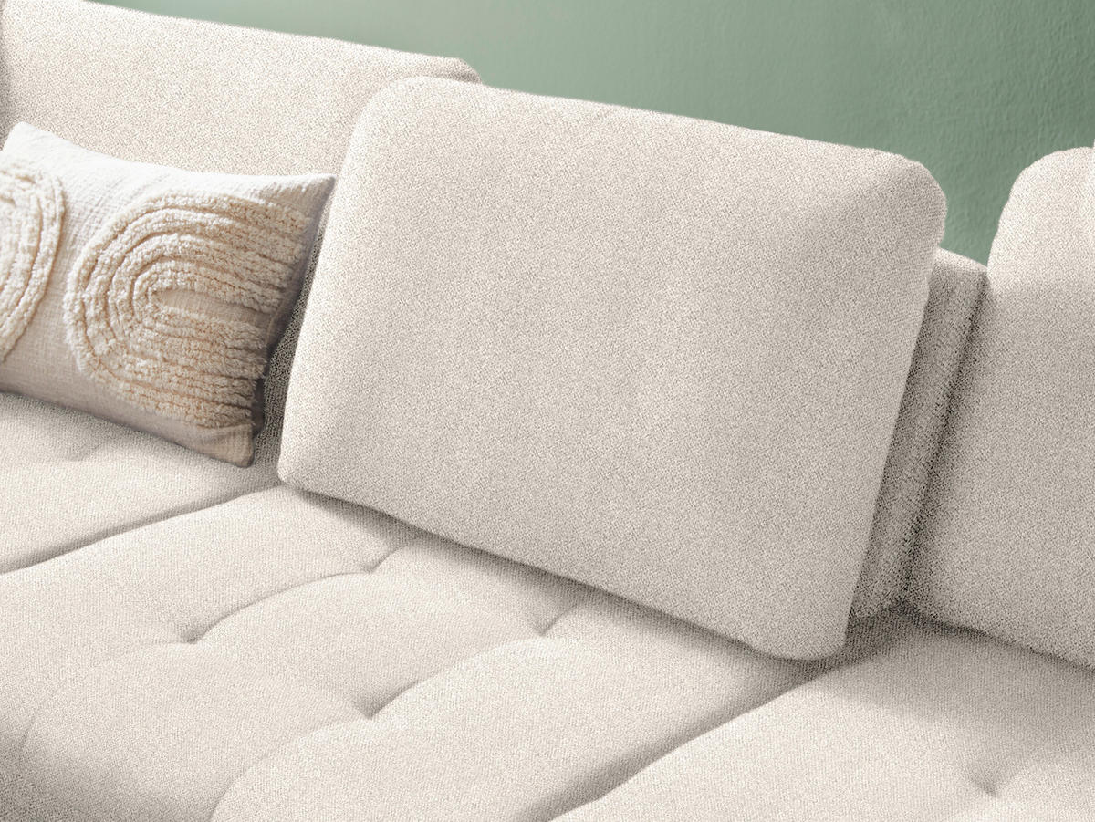 ECKSOFA in Bouclé Creme  - Creme/Schwarz, Natur, Textil/Metall (233/288cm) - Valnatura