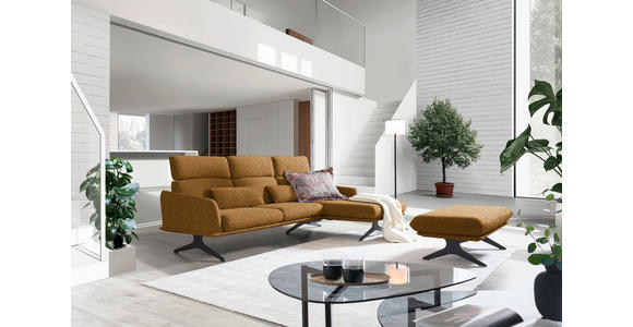 ECKSOFA in Flachgewebe Currygelb 259/152 cm - Currygelb/Schwarz, Design, Textil/Metall (259/152cm) - Dieter Knoll