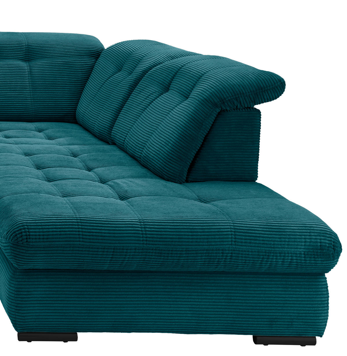 WOHNLANDSCHAFT in Cord Petrol  - Petrol/Schwarz, Modern, Textil/Metall (184/387/252cm) - Livetastic