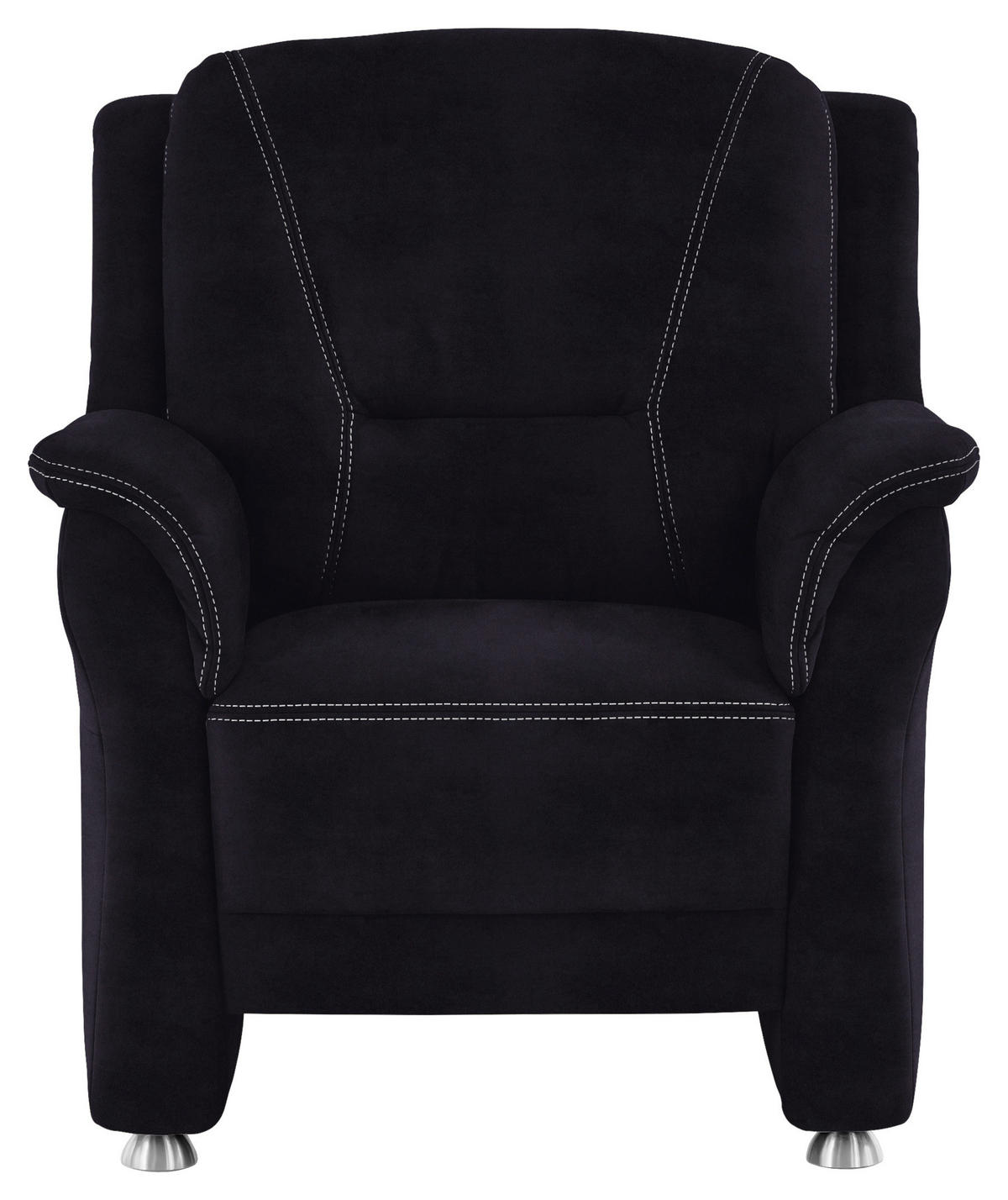 SESSEL in Mikrofaser Schwarz  - Beige/Alufarben, Konventionell, Textil/Metall (90/100/92cm) - Beldomo Comfort