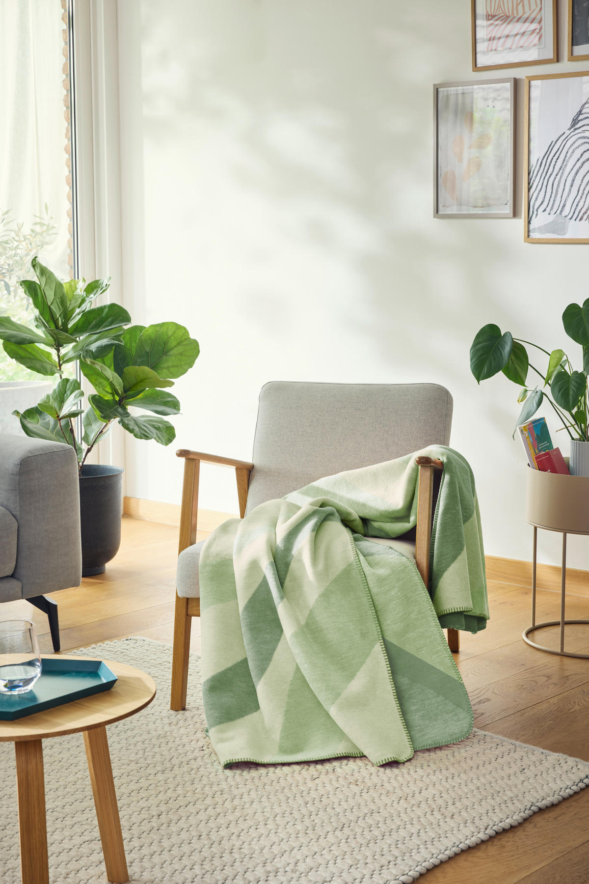 DECKE Novel 150/200 cm  - Salbeigrün/Thymiangrün, Design, Textil (150/200cm) - Novel