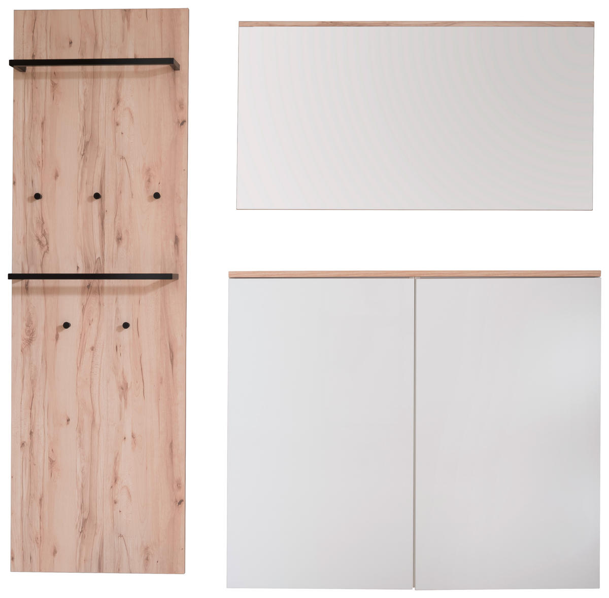 GARDEROBE 3-teilig  in 190/200/38 cm  - Buchefarben/Weiß, KONVENTIONELL, Holzwerkstoff (190/200/38cm) - Moderano