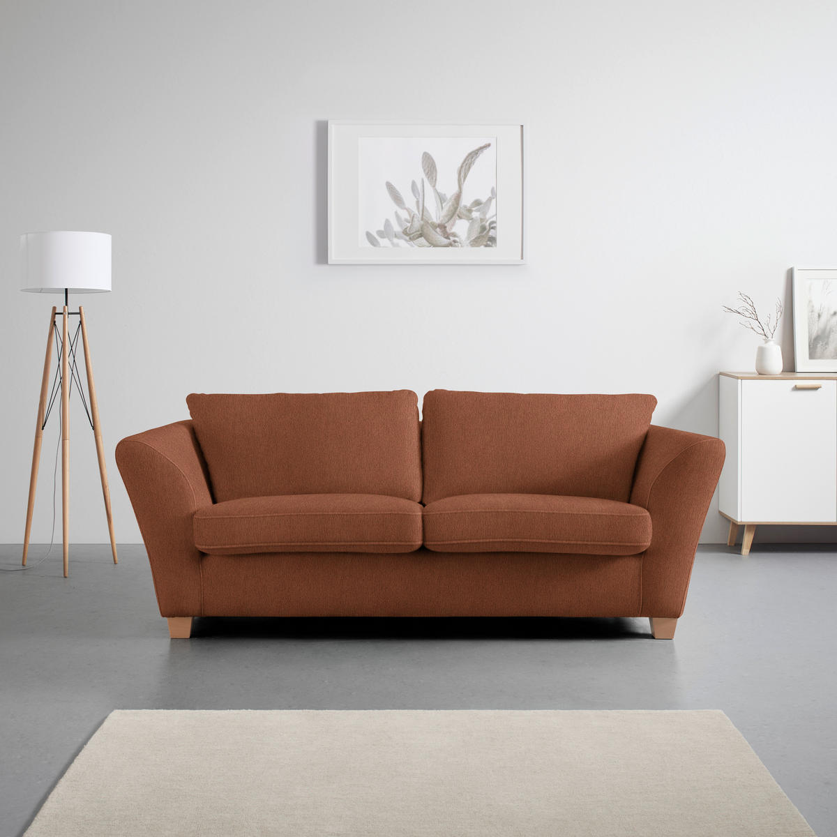 3-SITS SOFFA i chenille kopparfärgad  - naturfärgad/kopparfärgad, trä/textil (216/70-85/95cm) - MID.YOU