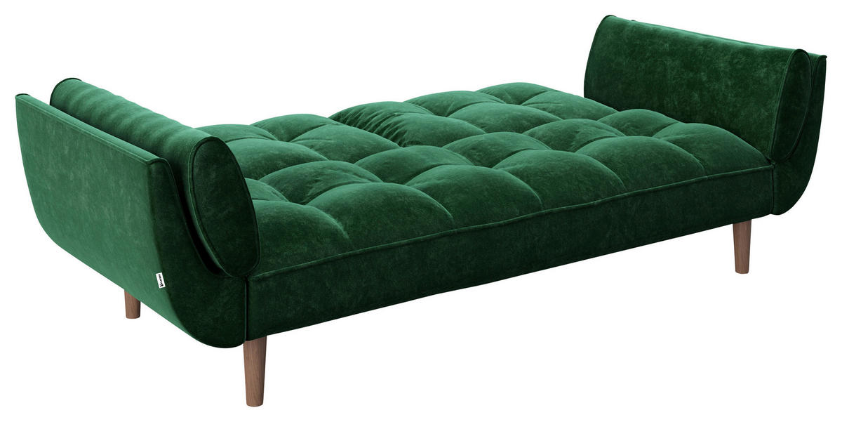ZOFA S POSTELJNO FUNKCIJO,  zelena tekstil  - barva oreha/zelena, Konvencionalno, tekstil/les (215/81,5/84,5cm) - Playboy