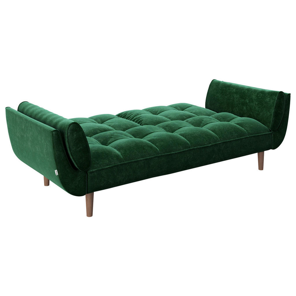Thumbnail - Playboy Schlafsofa Playboy, Grün, Textil, Walnuss, Vintage, 2-Sitzer, 215x81.5x84.5 cm, Kinder- & Jugendzimmer, Jugendmö...