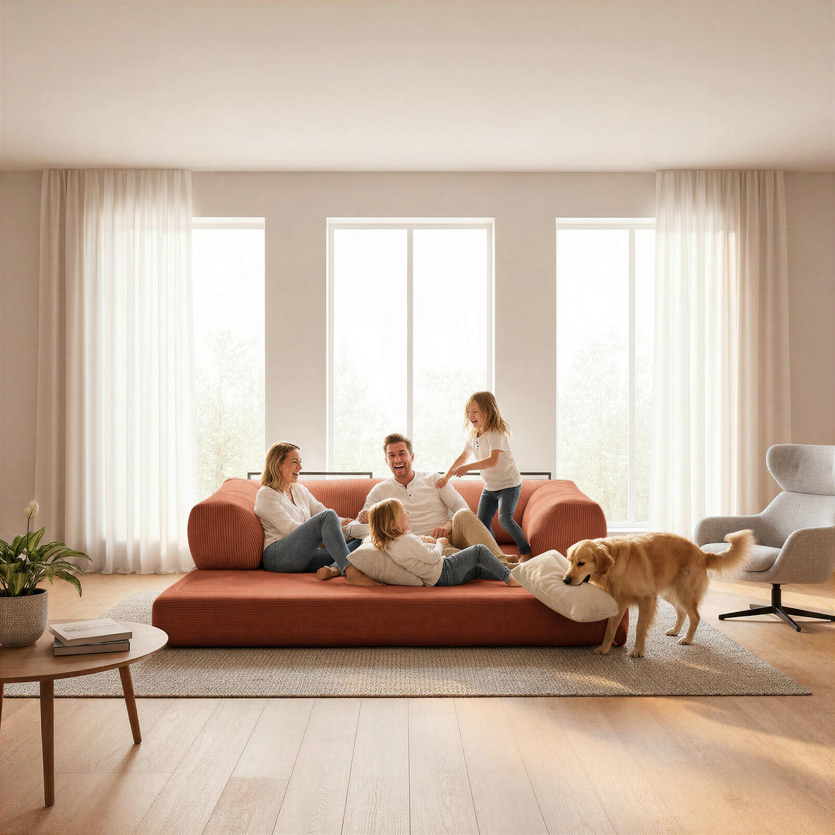 SCHLAFSOFA Cord Rostfarben  - Rostfarben, KONVENTIONELL, Textil/Metall (200/77/80cm) - Carryhome