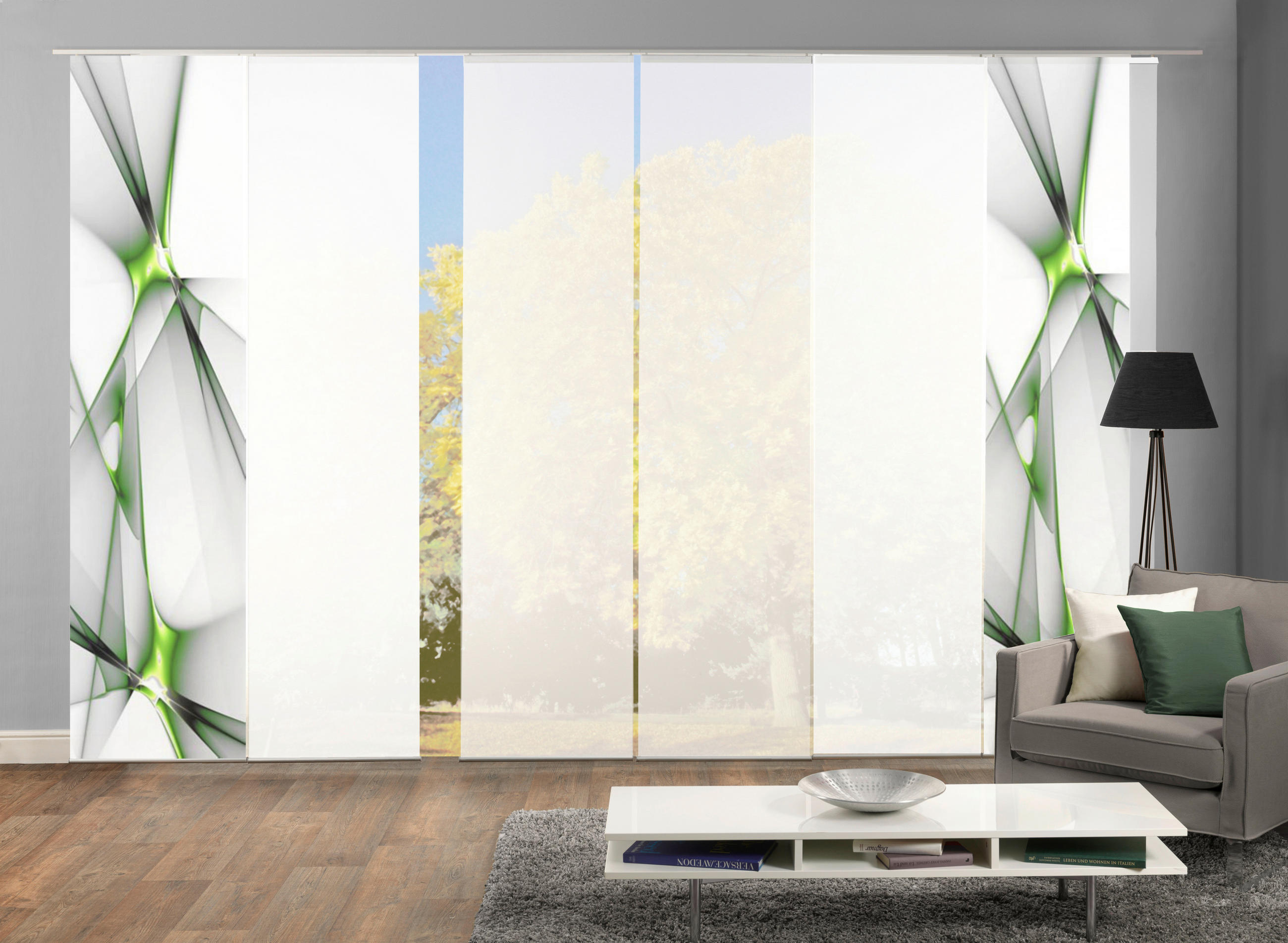 FLÄCHENVORHANG FRANKLIN, 6-TLG in Hellgrün  - Hellgrün, Basics, Textil (60/245cm)