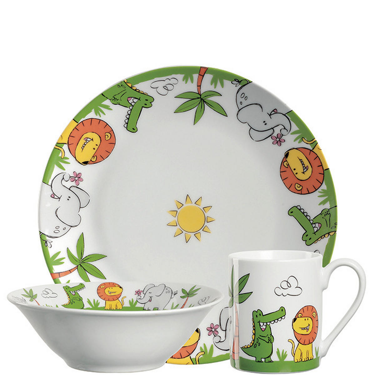 KINDERGESCHIRRSET 3-teilig  - Gelb/Schwarz, LIFESTYLE, Keramik (21,30/21,50/9,50cm) - Leonardo