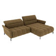 ECKSOFA Olivgrün Flachgewebe Rücken echt, Kopfteilverstellung, Sitztiefenverstellung  - Schwarz/Olivgrün, KONVENTIONELL, Textil/Metall (272/175cm) - Carryhome