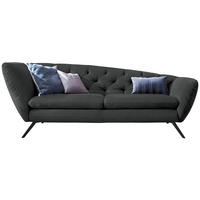CHESTERFIELD-SOFA  in Mikrofaser Dunkelgrau  - Dunkelgrau/Schwarz, Design, Textil/Metall (223/84/90cm) - Pure Home Lifestyle