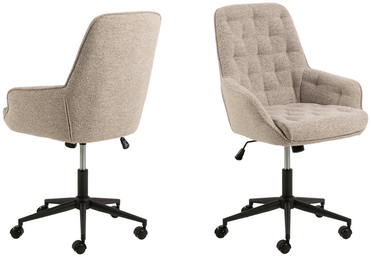 DREHSTUHL  in Bouclé Beige  - Beige/Schwarz, Design, Textil/Metall (60/106/67,5cm) - MID.YOU