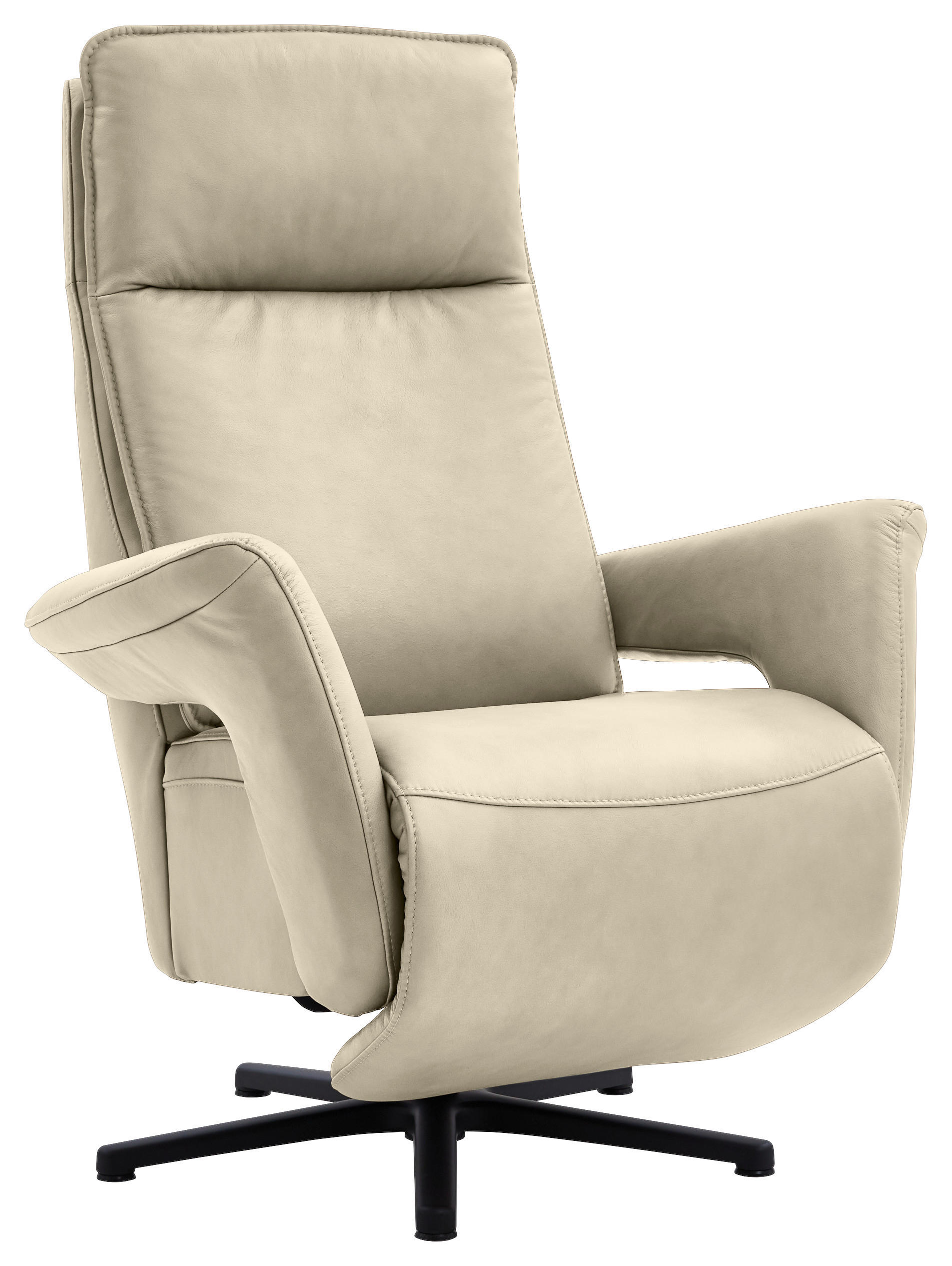 RELAXSESSEL in Leder Creme, Naturfarben  - Creme/Schwarz, Design, Leder/Metall (83/112/87-174cm) - Valdera