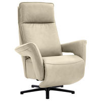 RELAXSESSEL in Leder Creme, Naturfarben  - Creme/Schwarz, Design, Leder/Metall (83/112/87-174cm) - Valdera