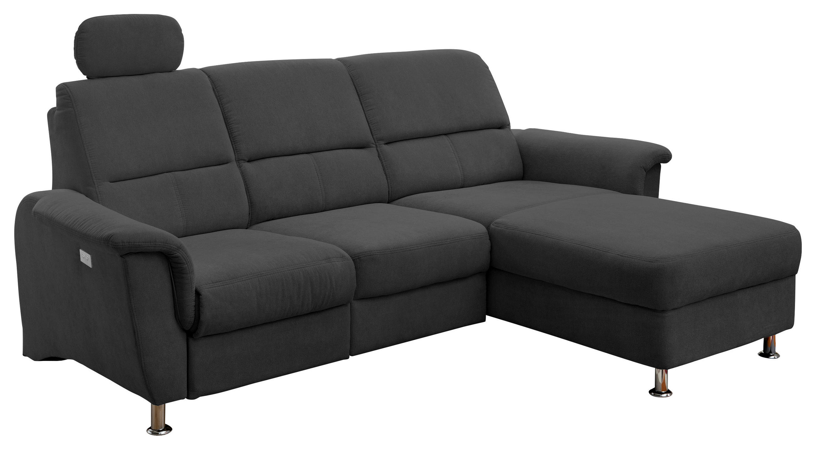 ECKSOFA in Mikrofaser Schwarz 231/165 cm - Chromfarben/Schwarz, MODERN, Textil/Metall (231/165cm) - Livetastic
