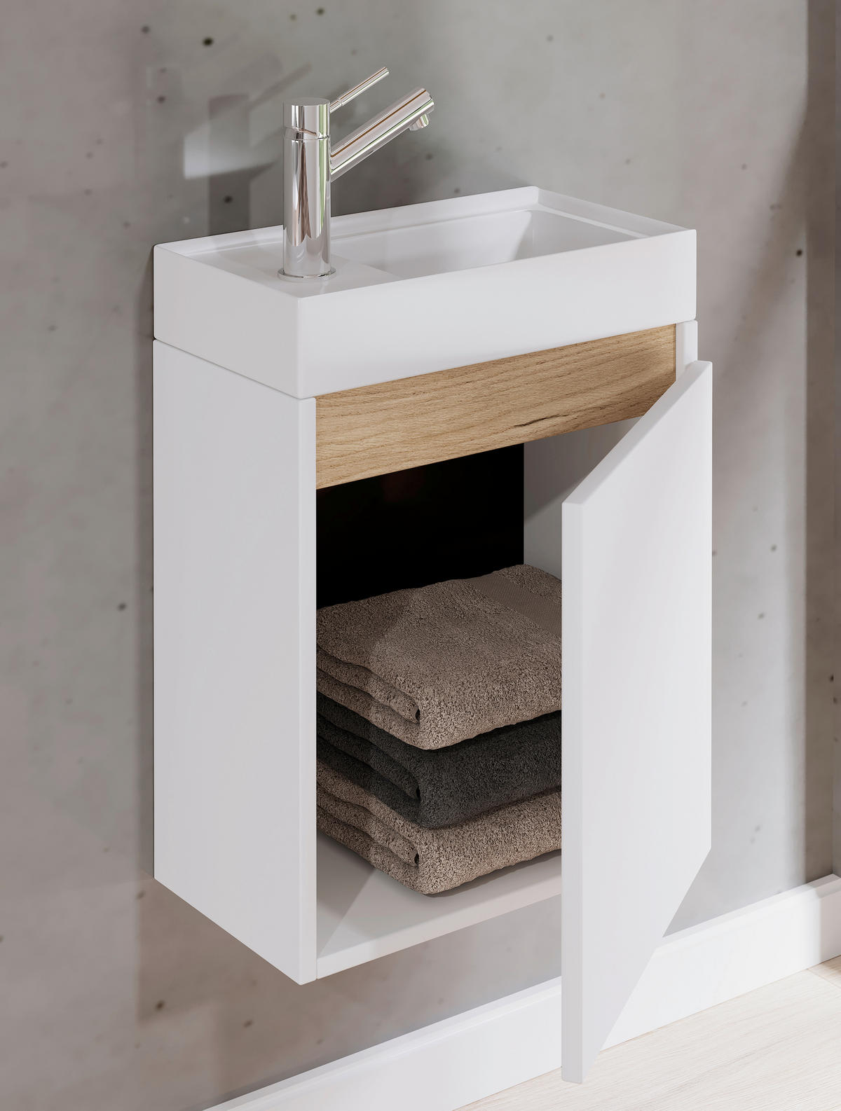 GÄSTEBAD 41 cm  - Honigeiche/Weiß, Trend, Keramik/Holzwerkstoff (41cm) - MID.YOU