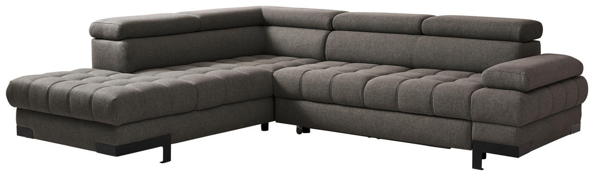 ECKSOFA Dunkelbraun Webstoff  - Dunkelbraun/Schwarz, Design, Textil/Metall (223/263cm) - Welnova