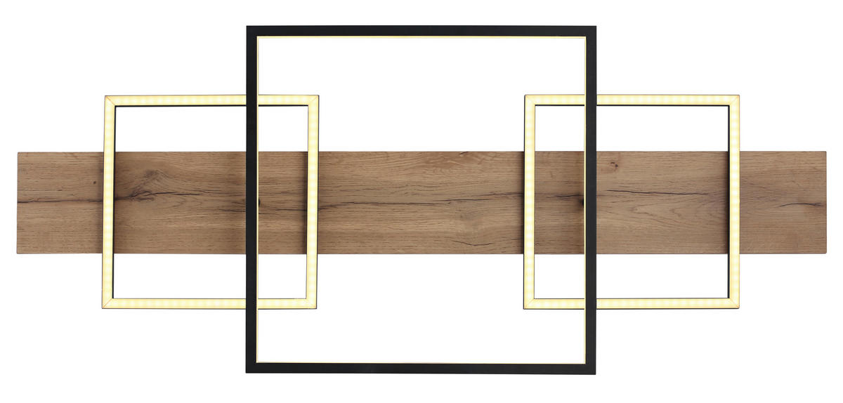 STROPNÍ LED SVÍTIDLO, 95/40/10 cm - bílá/tmavě hnědá, Natur, kov/kompozitní dřevo (95/40/10cm) - Globo