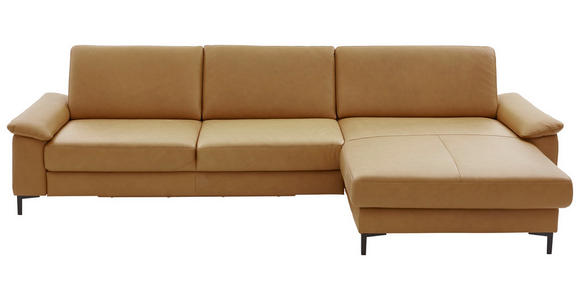 ECKSOFA  in Echtleder Currygelb  334/176 cm  - Currygelb/Schwarz, Design, Leder/Metall (334/176cm) - Dieter Knoll