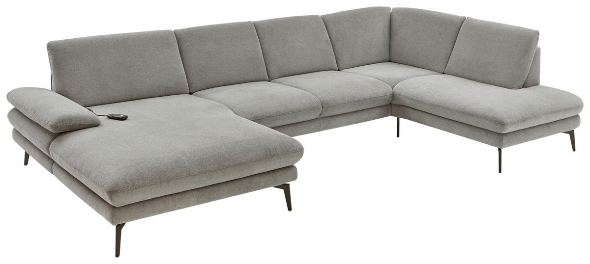 WOHNLANDSCHAFT in Webstoff Grau  - Schwarz/Grau, Design, Textil/Metall (180/344/208cm) - Dieter Knoll