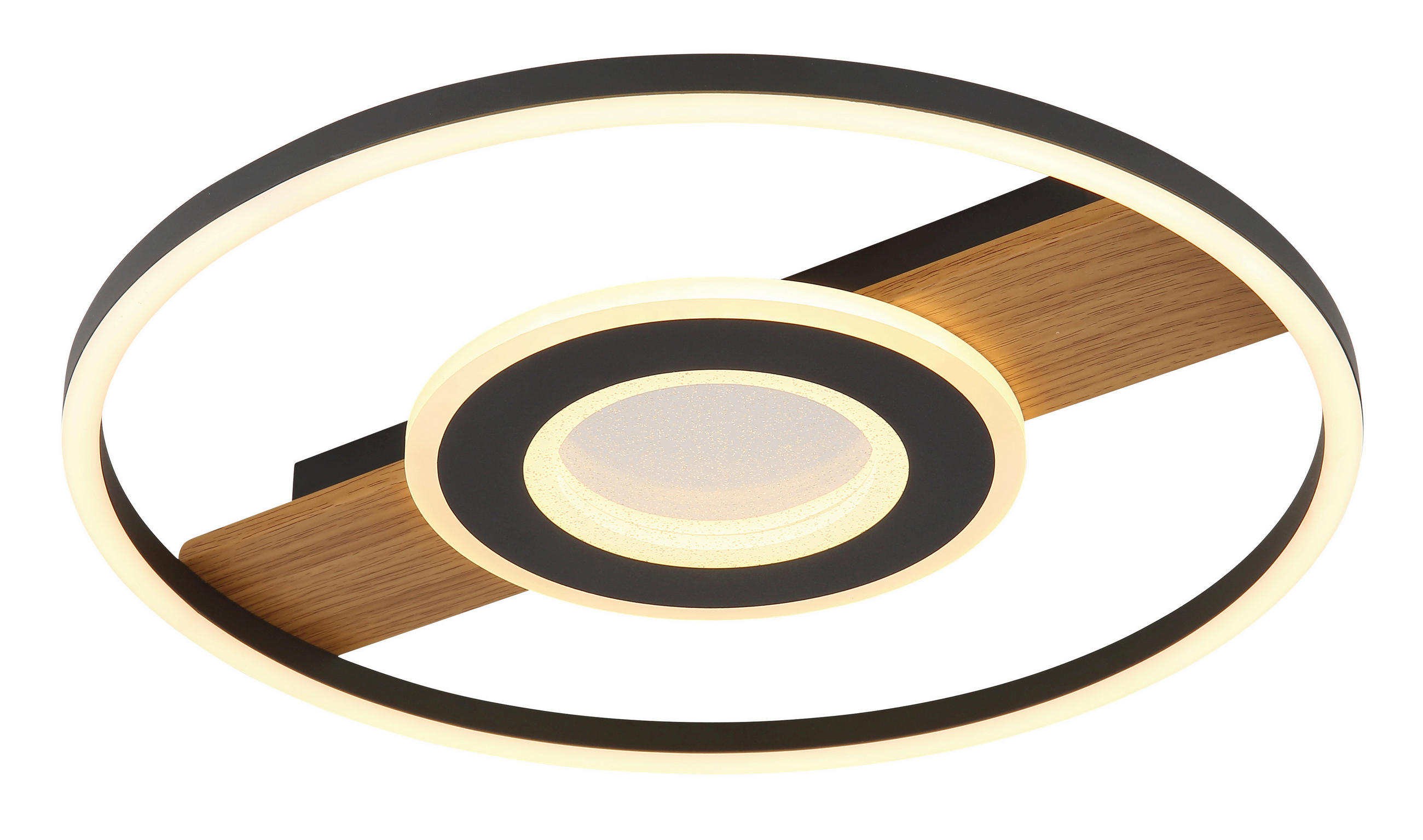 LED-DECKENLEUCHTE 40,5/5,5 cm   - Klar/Dunkelbraun, Natur, Kunststoff/Metall (40,5/5,5cm) - Globo