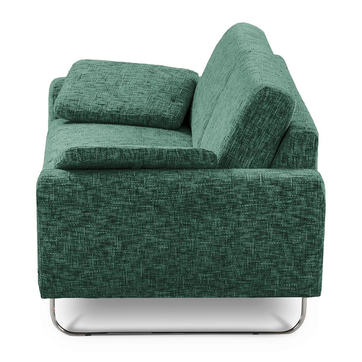3-SITZER-SOFA SPRING in Webstoff Grün Modern  - Chromfarben/Grün, Design, Textil/Metall (187/85/92cm) - Livetastic