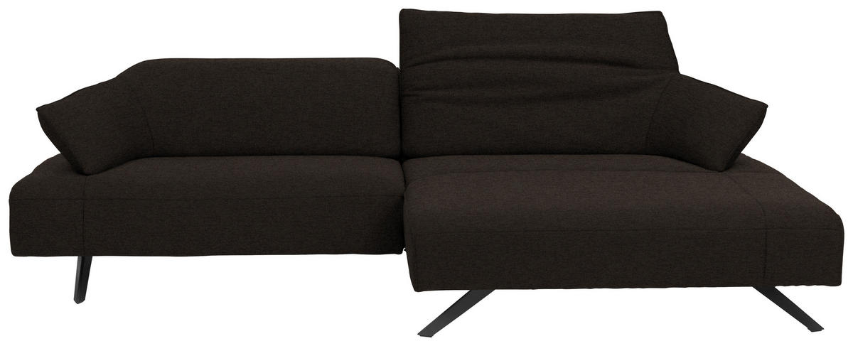 ECKSOFA in Struktur Dunkelbraun  - Anthrazit/Dunkelbraun, Design, Textil/Metall (276/165cm) - Himolla