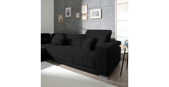 ECKSOFA in Mikrofaser Graphitfarben  - Chromfarben/Graphitfarben, Design, Textil/Metall (207/301cm) - Xora