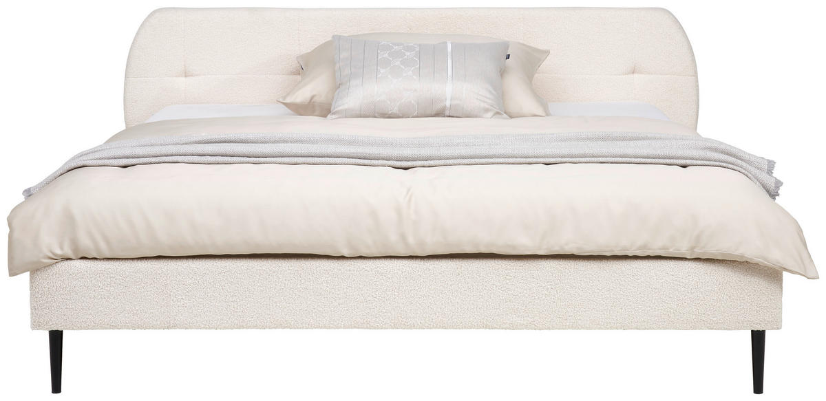 ČALÚNENÁ POSTEĽ, 180/200 cm, prírodná farba - čierna/prírodná farba, Modern, kov/drevo (180/200cm) - Livetastic