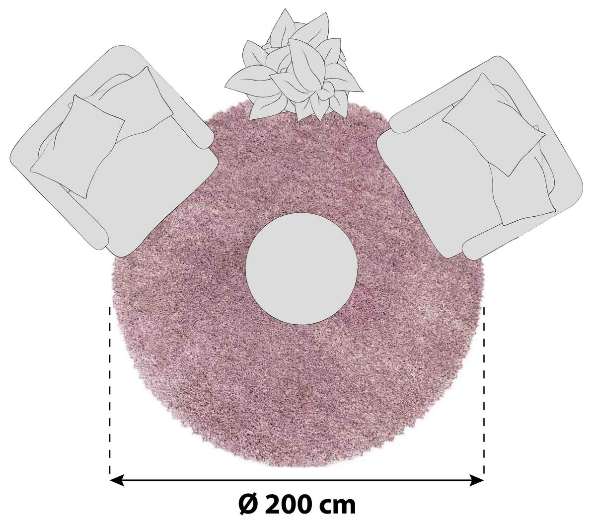 RYAMATTA 200 cm Fluffy 3500 Rosa  - rosa, Basics, textil (200cm)