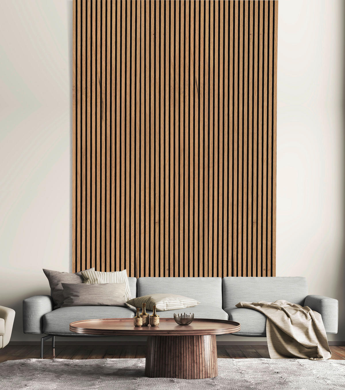 AKUSTIKPANEEL Risseiche Hell foliert 57.25/1.9/240 cm  - Eichefarben, KONVENTIONELL, Holzwerkstoff/Textil (57.25/1.9/240cm)