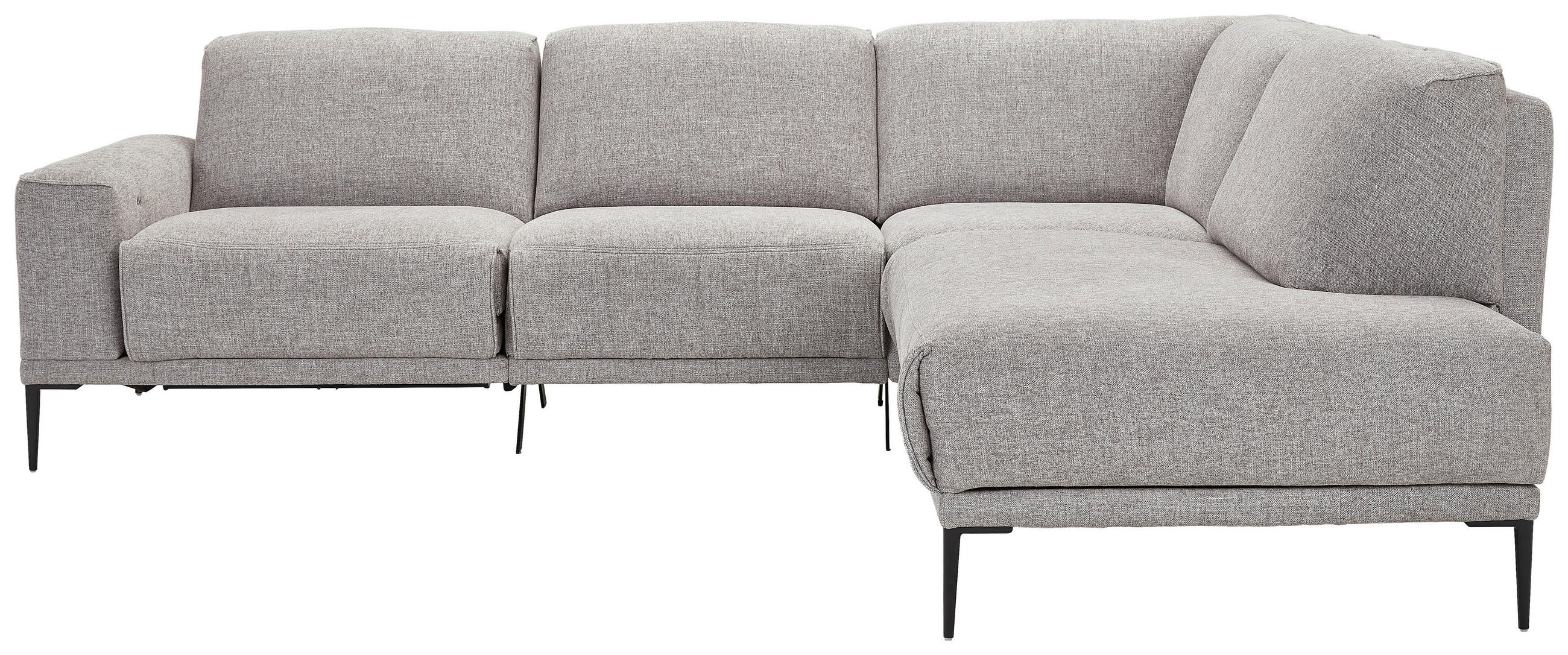 ECKSOFA in Chenille, Flachgewebe Hellgrau  260/210 cm  - Hellgrau/Schwarz, Design, Textil/Metall (260/210cm) - Johann Jakob