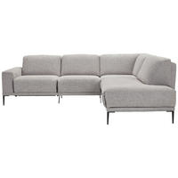 ECKSOFA in Chenille, Flachgewebe Hellgrau  260/210 cm  - Hellgrau/Schwarz, Design, Textil/Metall (260/210cm) - Johann Jakob