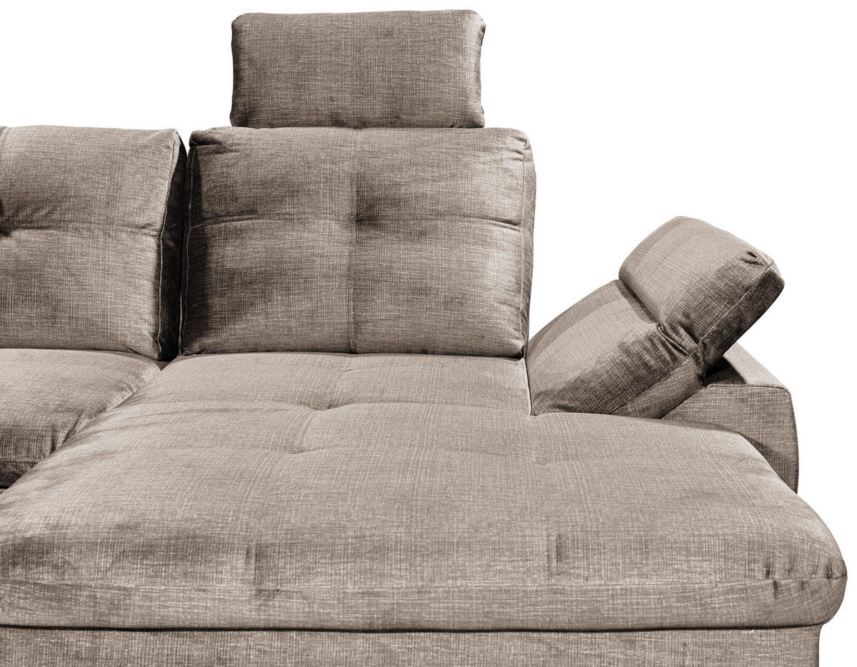 WOHNLANDSCHAFT in Mikrovelours Creme  - Creme/Schwarz, Konventionell, Kunststoff/Textil (217/334/127cm) - Carryhome