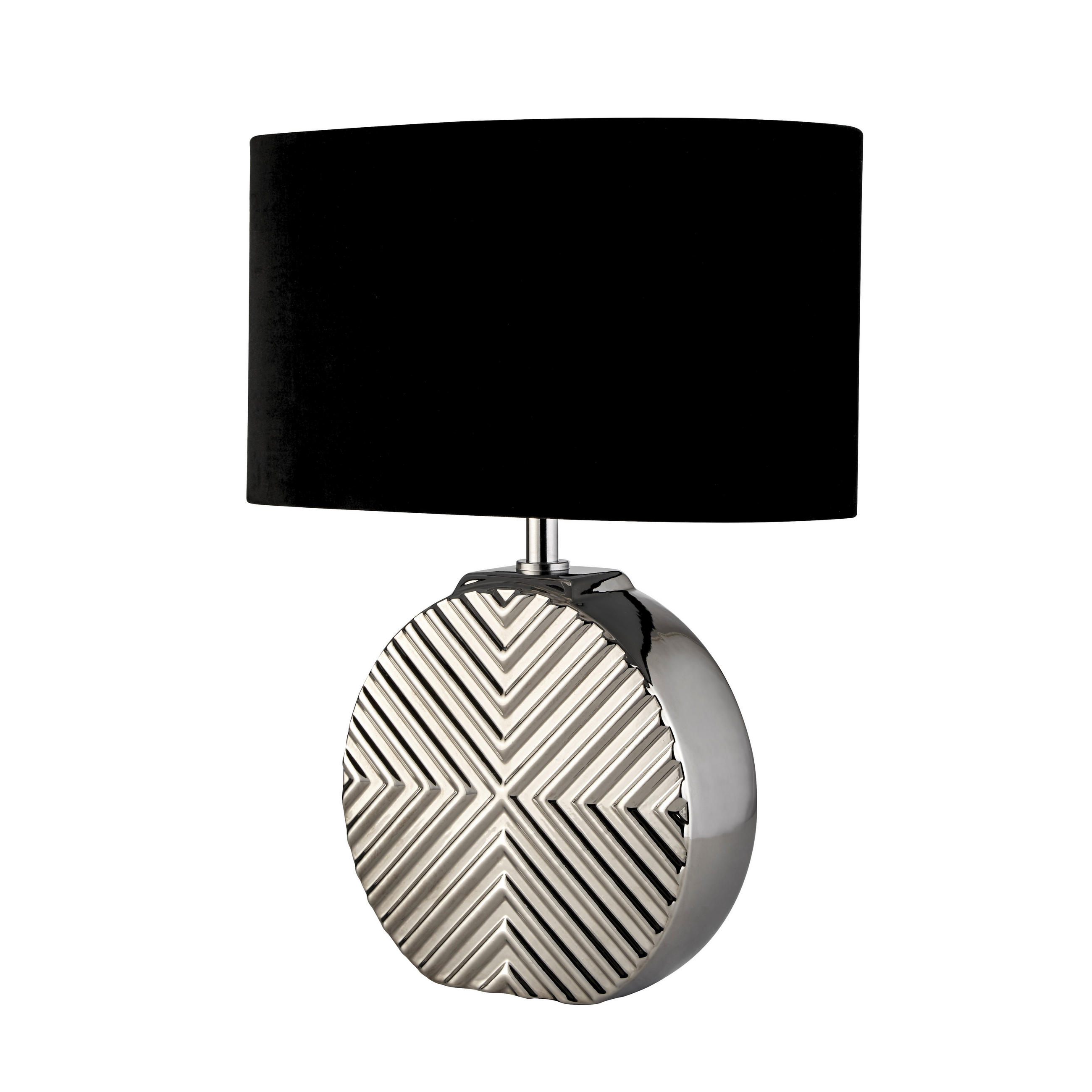 LED BORDSLAMPA - kromfärg/svart, Modern, metall/läder (18,5/29/32cm)