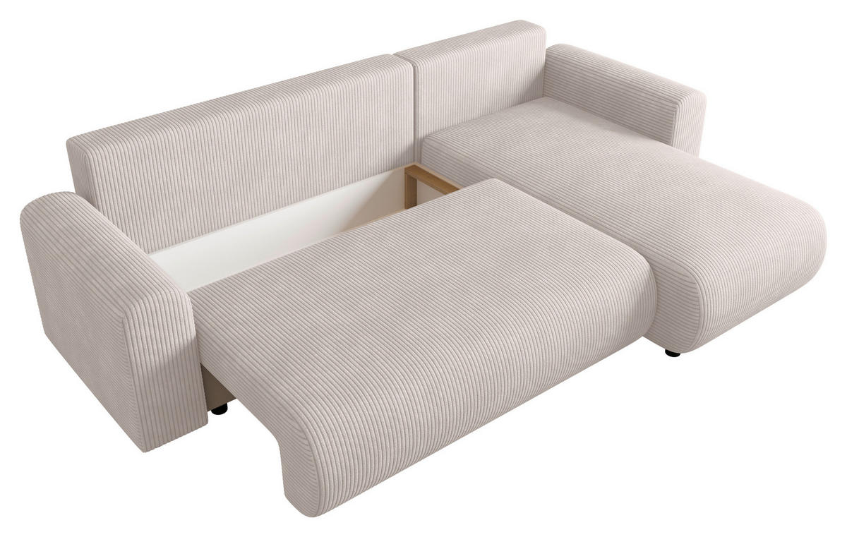 ECKSOFA  in Cord Beige  - Beige/Schwarz, KONVENTIONELL, Kunststoff/Textil (246/152cm) - Xora