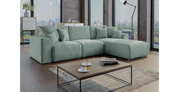 ECKSOFA Mintgrün Velours  - Chromfarben/Mintgrün, KONVENTIONELL, Kunststoff/Textil (293/195cm) - Carryhome