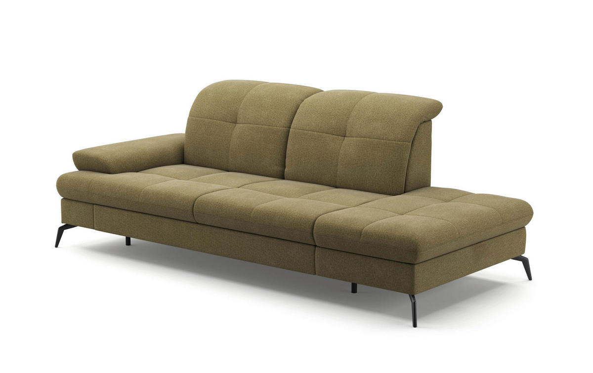 RÉCAMIERE in Flachgewebe Olivgrün  - Schwarz/Olivgrün, Konventionell, Textil/Metall (231/90/122cm) - Sit & More