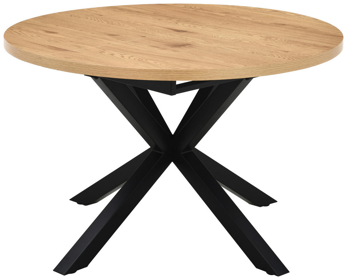 ESSTISCH in Metall, Holzwerkstoff 120/120/75 cm   - Eichefarben/Schwarz, Basics, Holzwerkstoff/Metall (120/120/75cm) - Livetastic