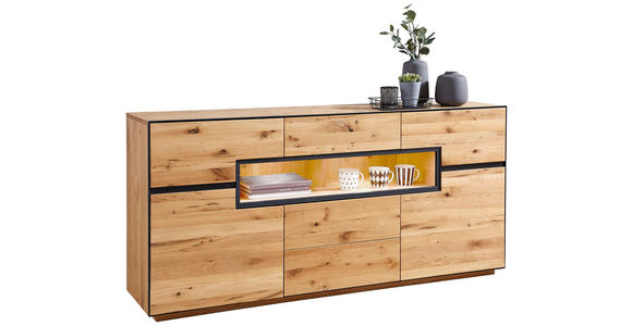 SIDEBOARD 180/85/42 cm  - Eichefarben/Anthrazit, Natur, Holz/Metall (180/85/42cm) - Linea Natura